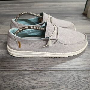 Hey Dude Wendy Rise Womens 10 Chambray Sand Shell Beige Loafer Shoes